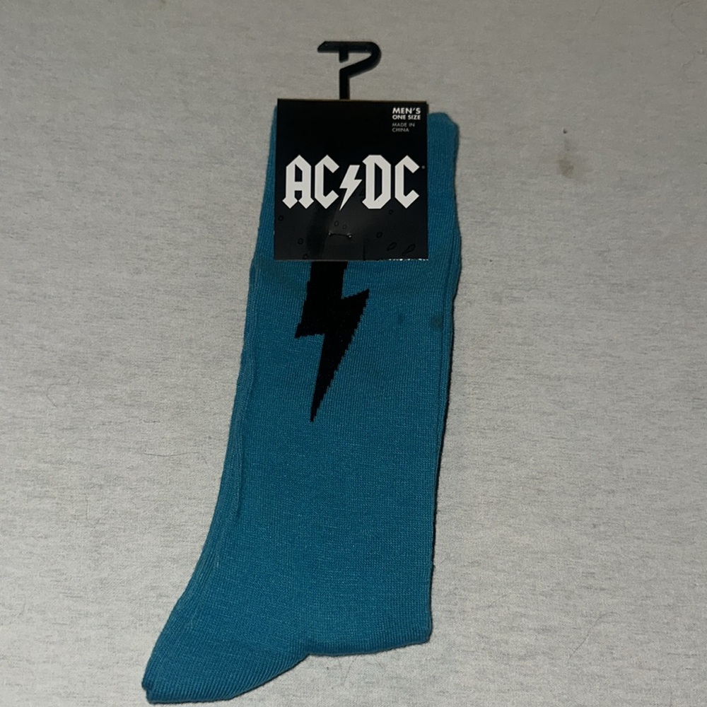 Mens OS AC/DC Blue Socks.